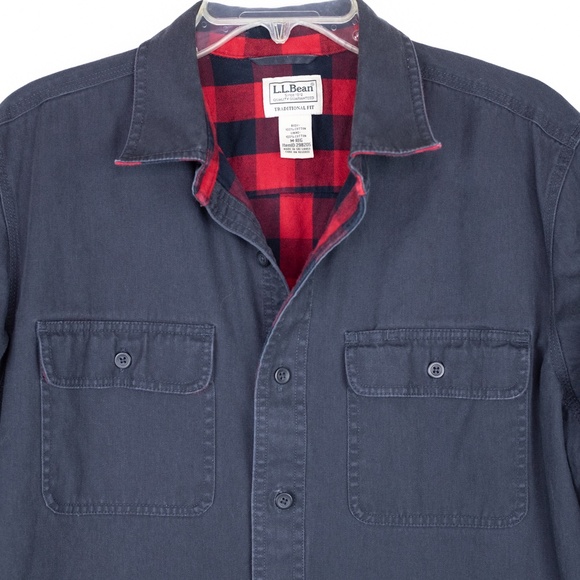 L.L. Bean Men’s Traditional Fit Flannel-Lined Shirt Jacket M-Reg - Picture 4 of 10